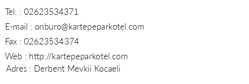 Kartepe Park Hotel telefon numaralar, faks, e-mail, posta adresi ve iletiim bilgileri